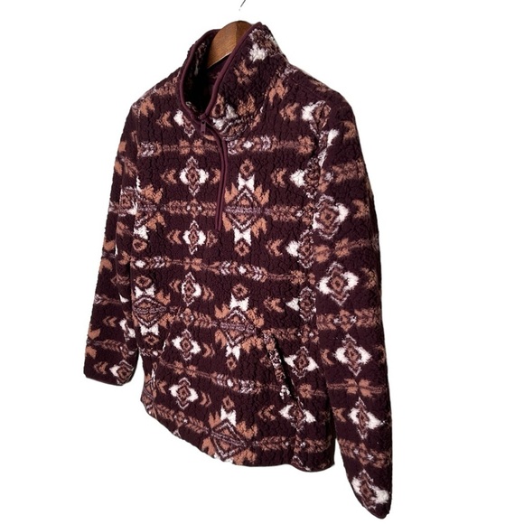 Wrangler Women’s Retro Southwestern Print Fleece Quarter Zip Sweater - Picture 6 of 14